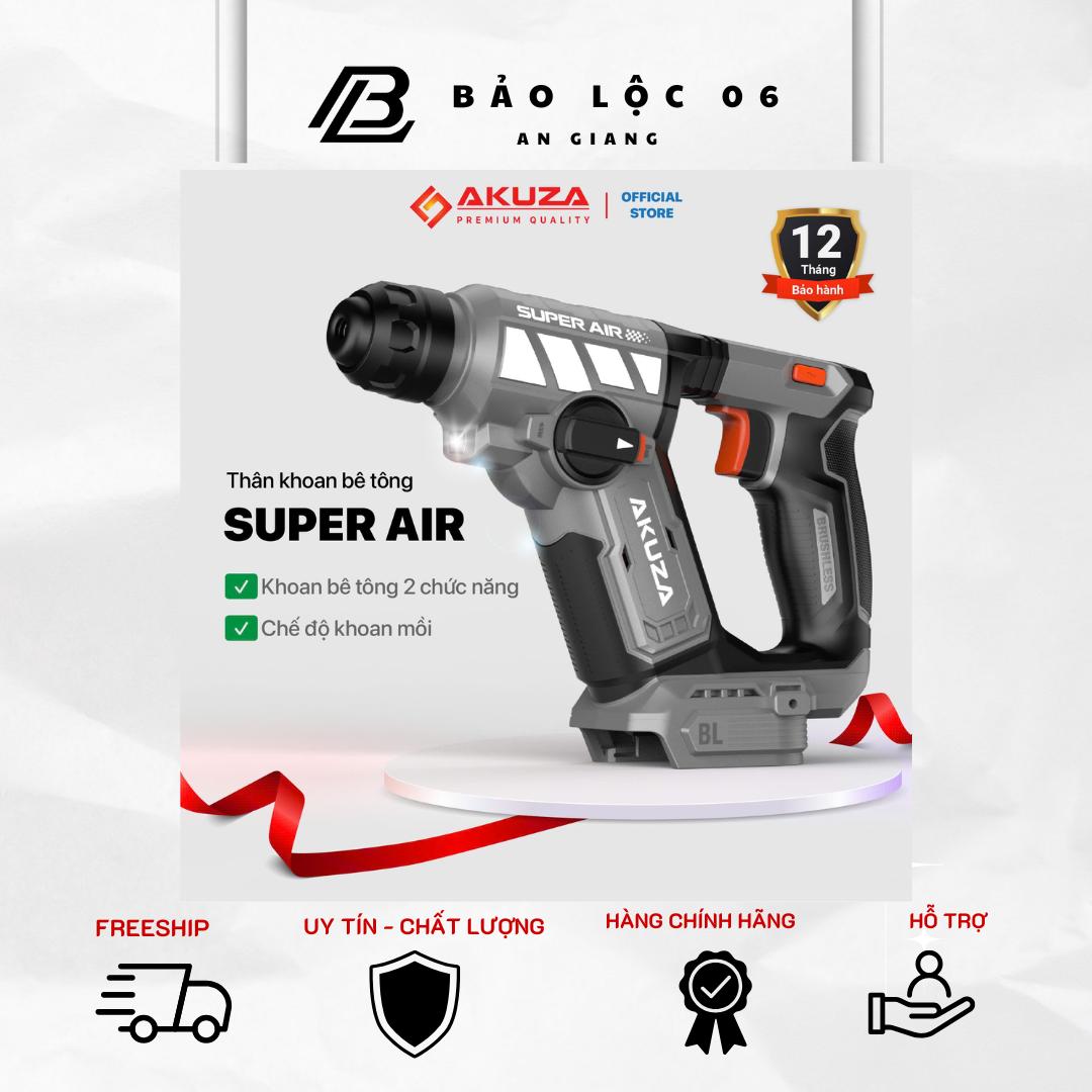 Máy Khoan Bê Tông Mini AKUZA SUPER AIR - Có Tạo Xung, Lực Đập 1,7J, trọng lượng 1,2kg - chân pin m21 phổ thông- bảo hành 12 tháng