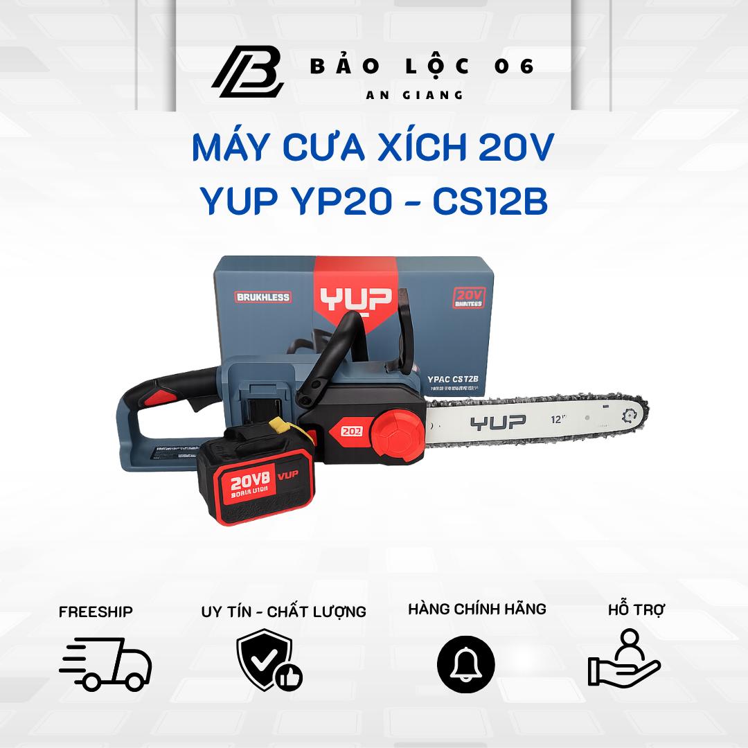 Máy cưa xích Yupai 20V YP20-CS12B, chân phổ thông, không chổi than lam dài 30,5cm